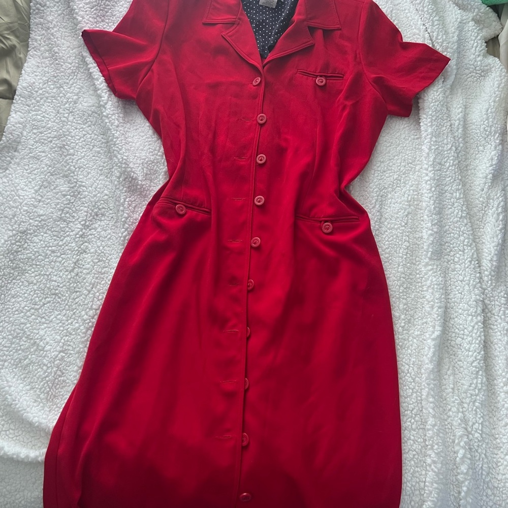 Vintage Red Button-Down Dress